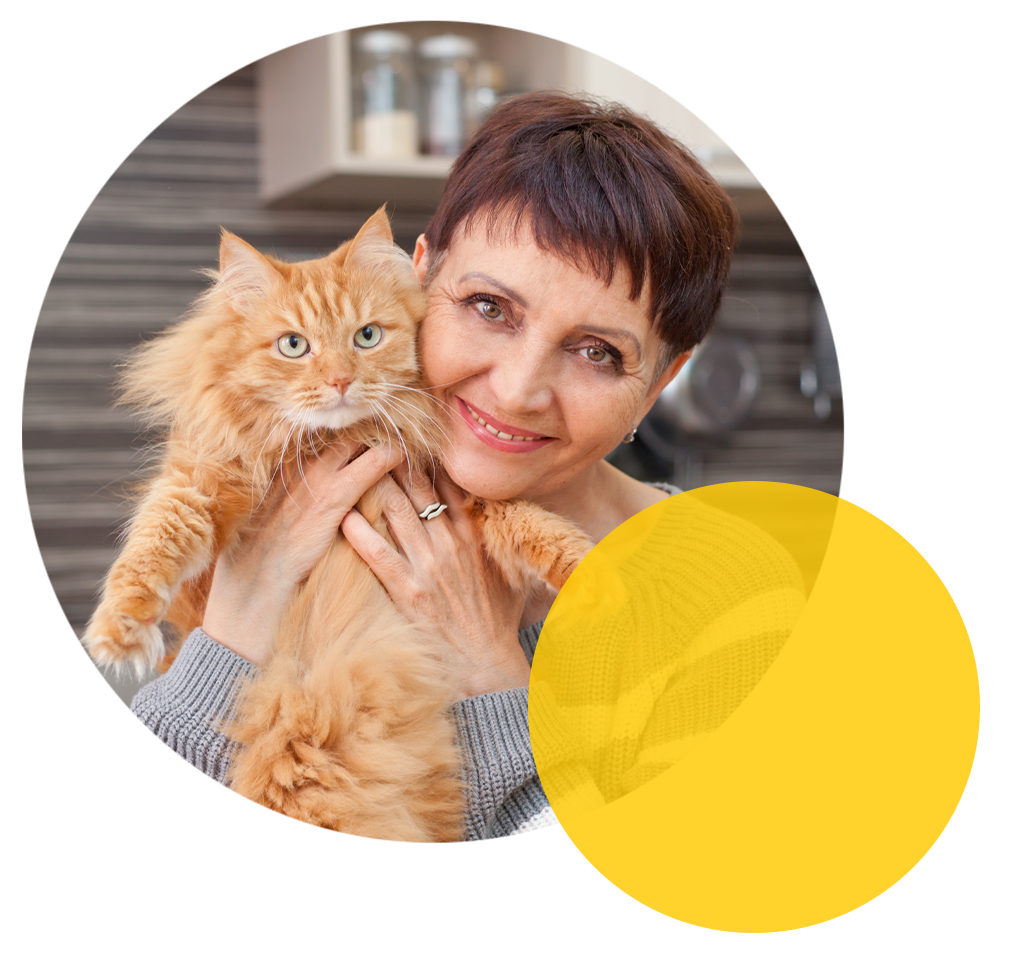 senior woman with cat