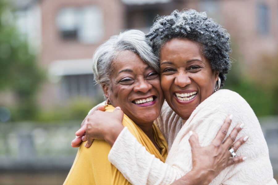 women hugging