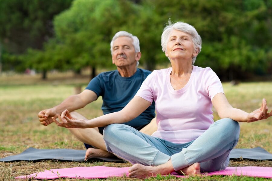 seniors doing yoga