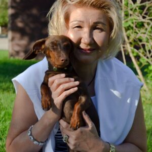woman and her dog