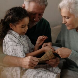 seniors with granddaughter 