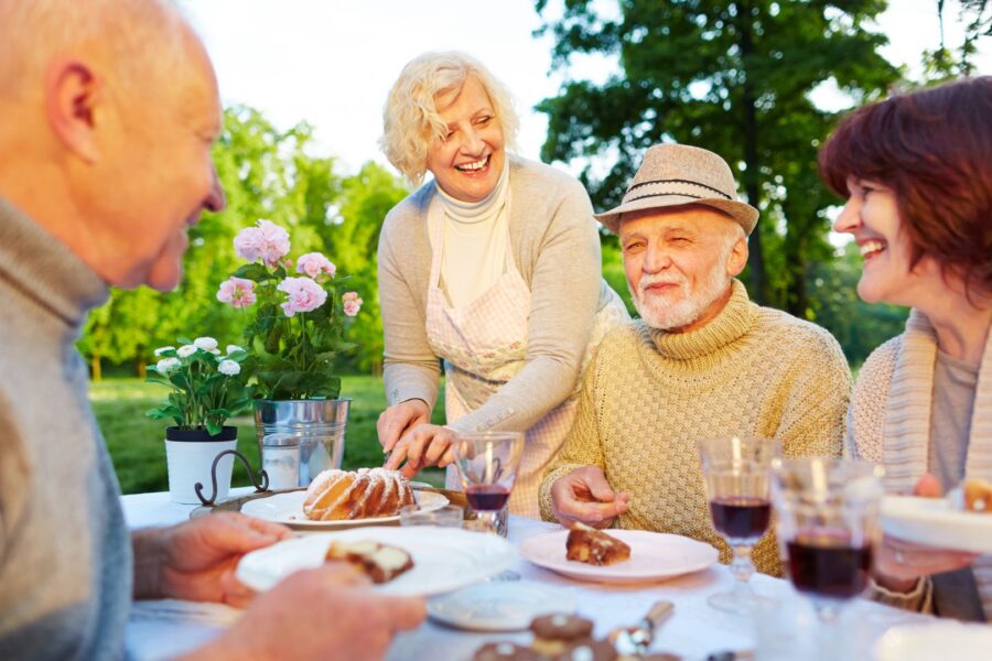 group of seniors having diner