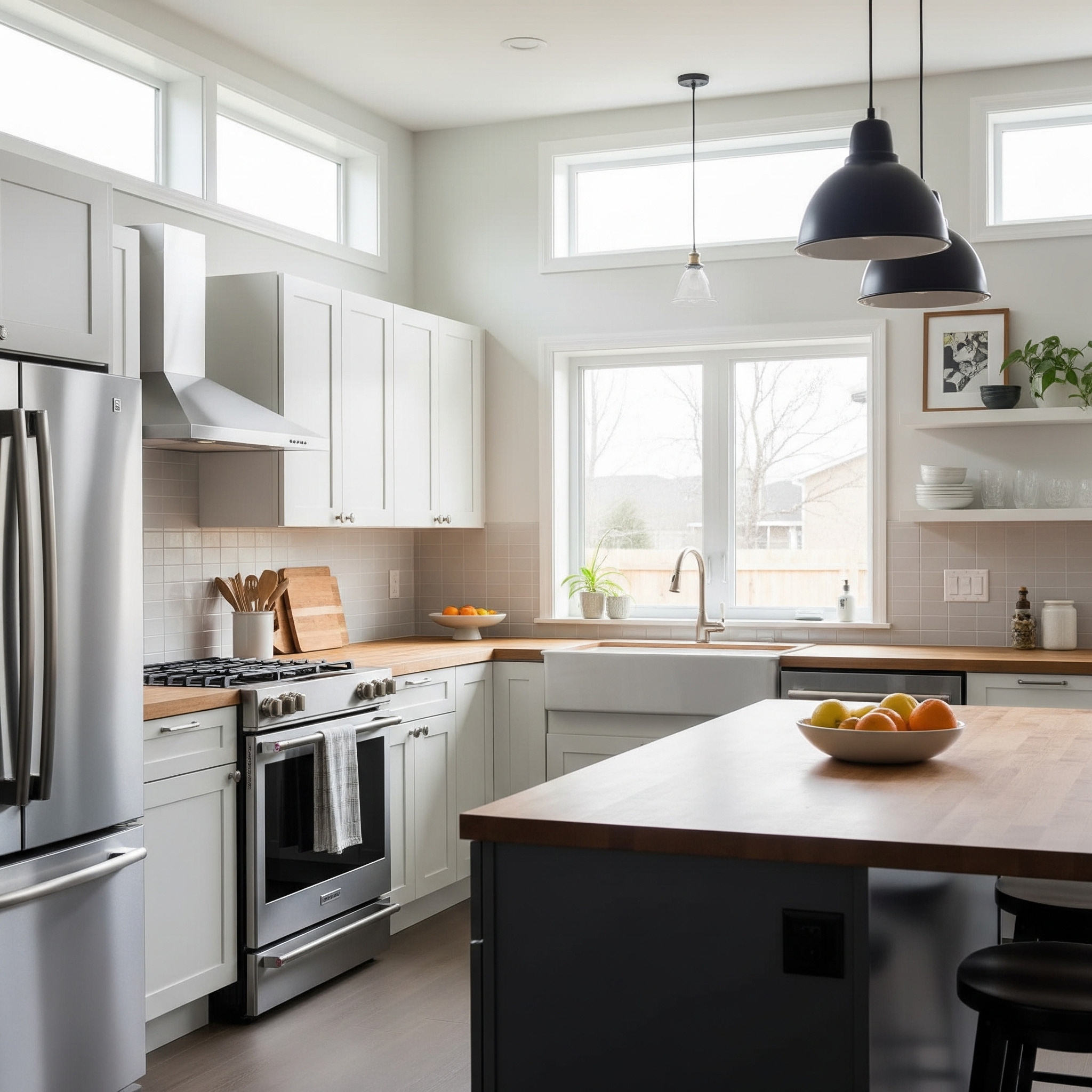 Modern kitchen interior with natural light, ready for personal touches.