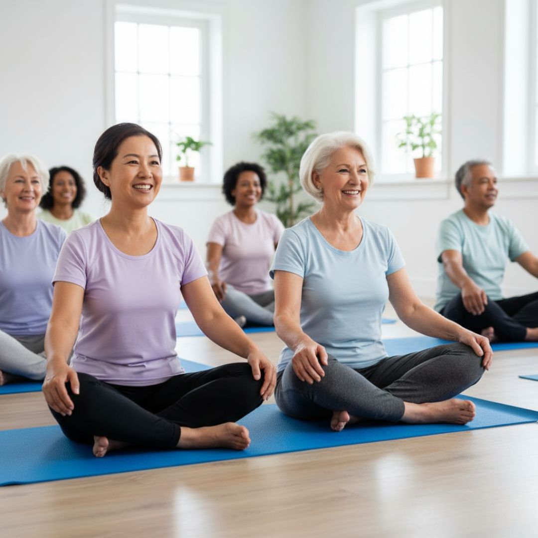 meeting new friends in yoga
