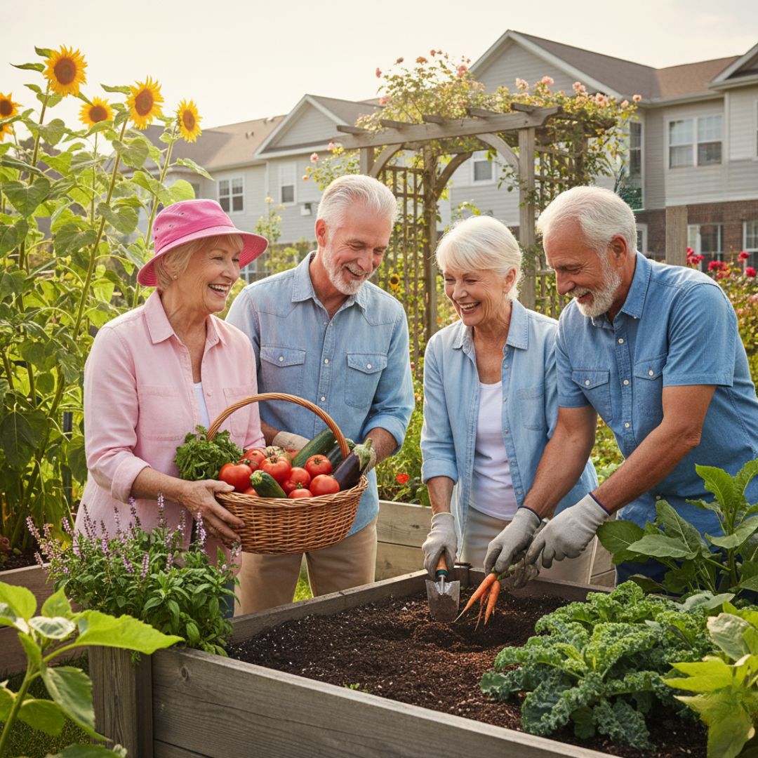 group working in community garden