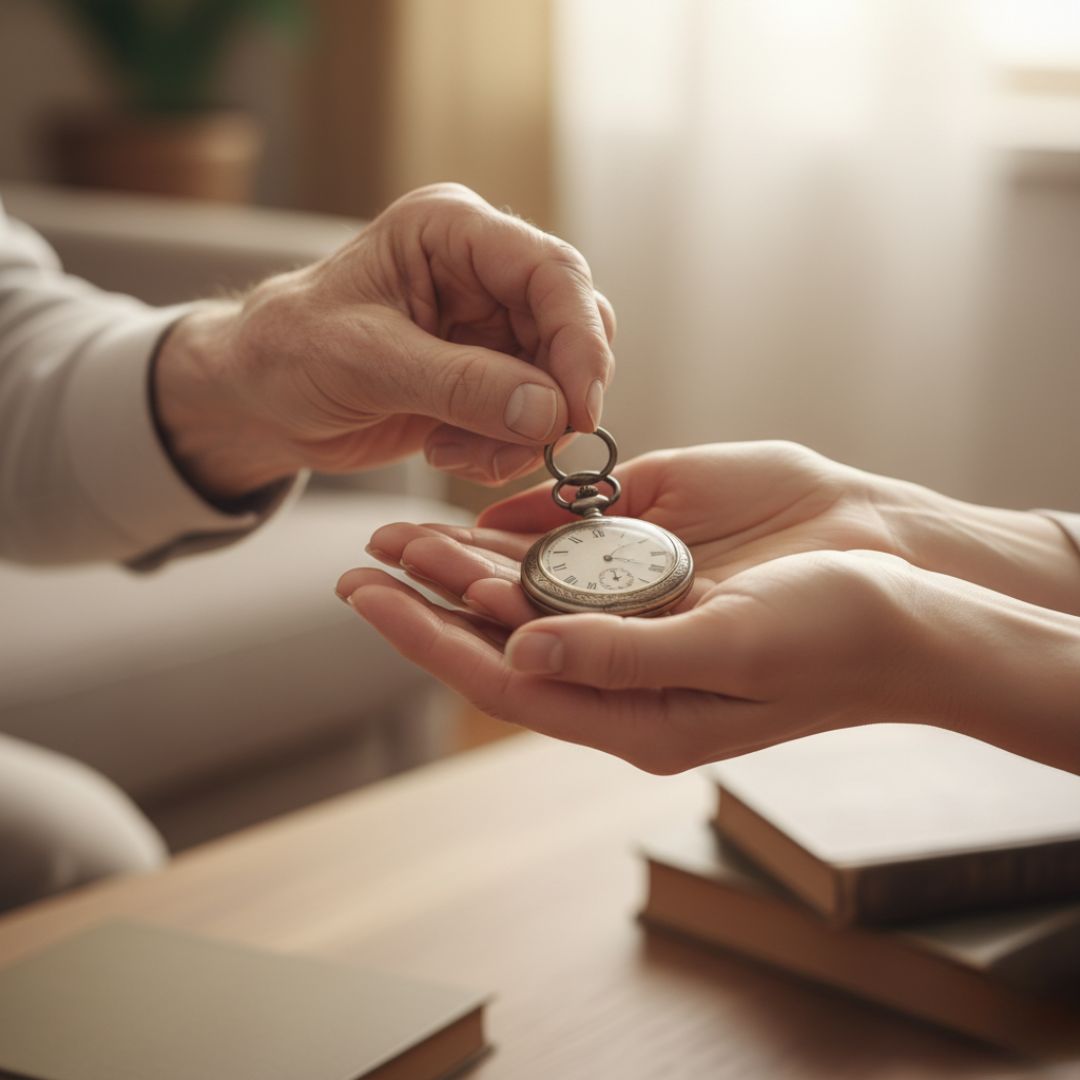handing over pocket watch