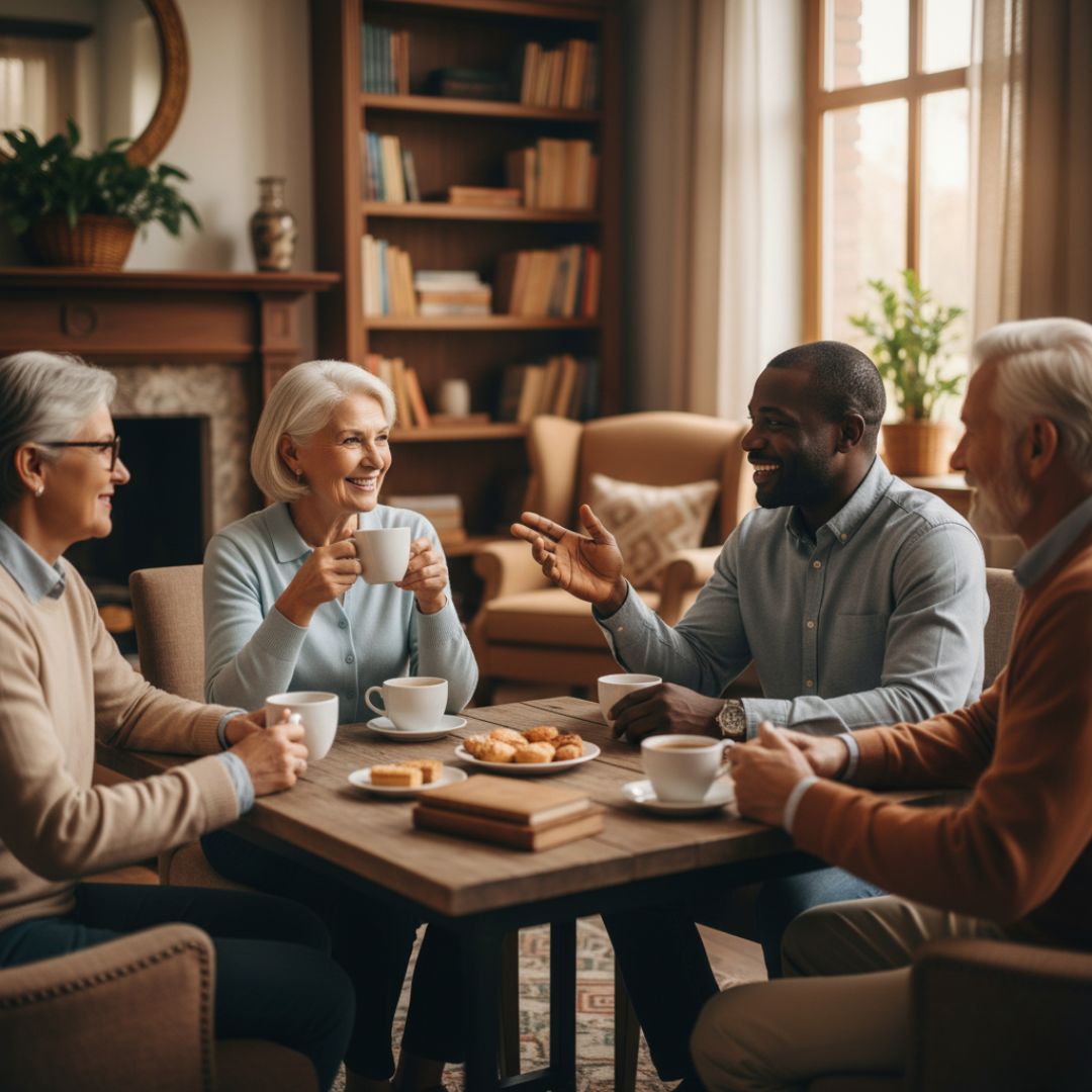 group of friends laughing together