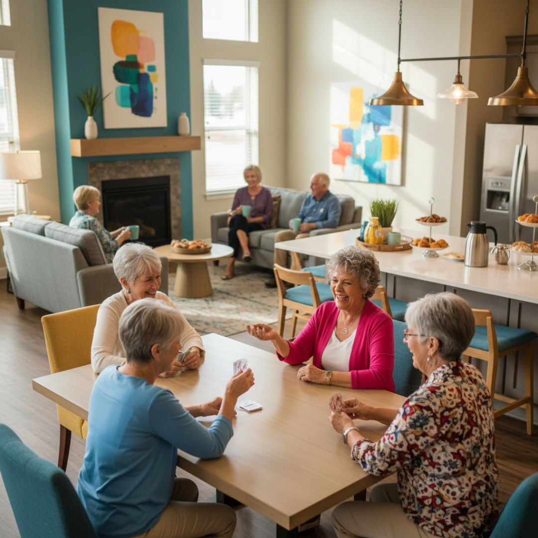 groups of people interacting in common areas