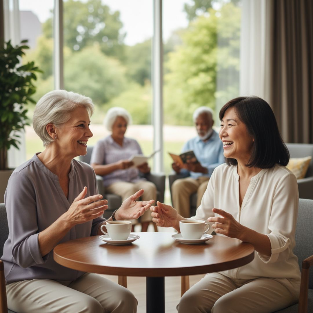 sharing stories over afternoon tea