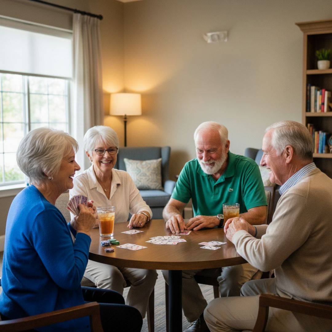 playing card game with group of people