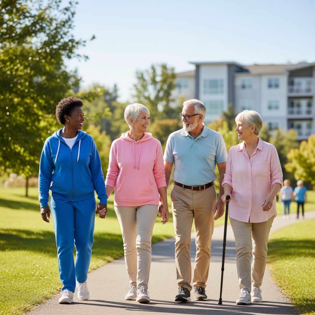 seniors walking together