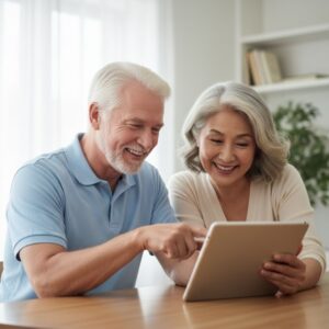 Neighbors help each other master new digital tools during a community workshop.