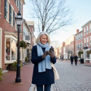 A resident uses technology to stay connected with local events in the Manchester area.