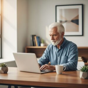 A maintenance-free apartment provides the perfect quiet space for creative and digital projects.