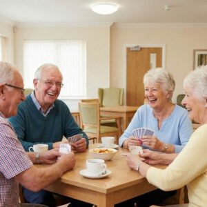 4 people sitting around a table 