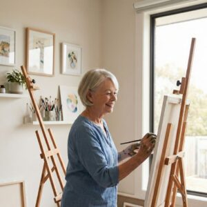 Woman Painting on canvas