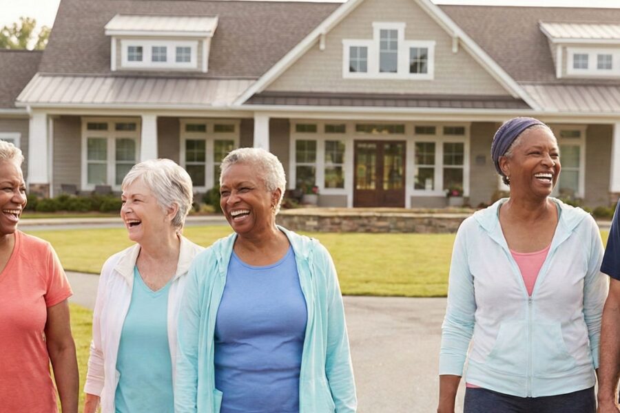 group walking outside